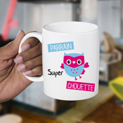 Achat mug chouette parrain - Cadeau original parrain - Tasse originale parrain - angora