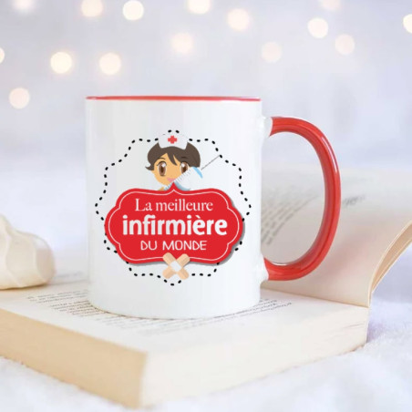 Mug Personnalisé Infirmière – Noir – Prénom Texte – Cadeau Noël Anniversaire – Unigift