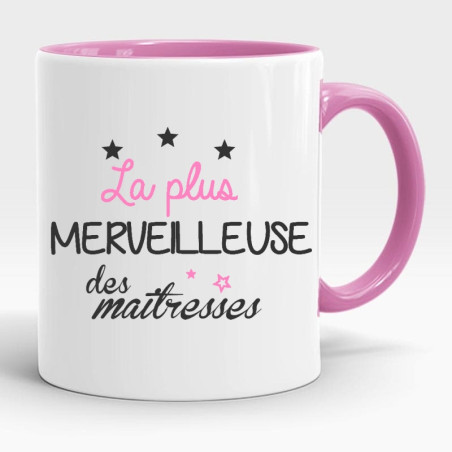       Mug Maîtresse d'école - Cadeau fin d'année scolaire - Tasse rose
    