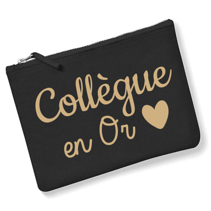 Pochette Collègue en Or - trousse maquillage collègue - Idée cadeau
