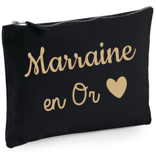 Pochette Marraine en Or - Trousse maquillage noir