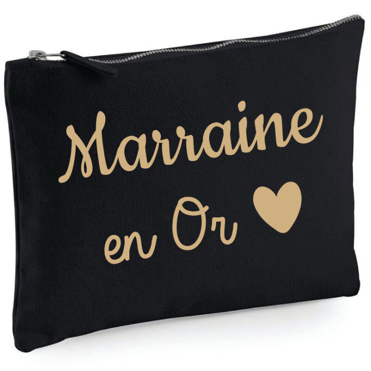 Pochette Marraine en Or - Trousse maquillage noir