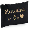 Pochette Marraine en Or - Trousse maquillage noir - Trousses