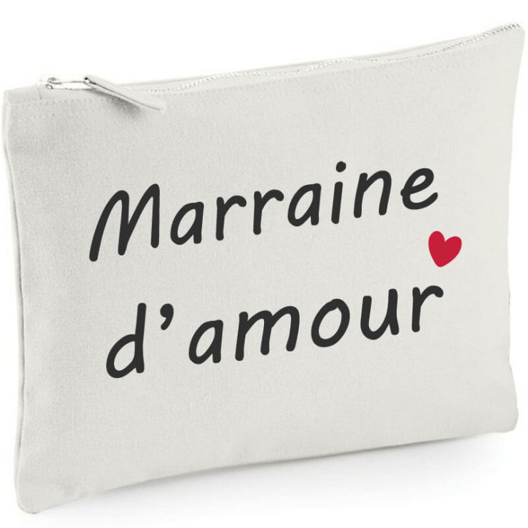 Pochette Marraine d'amour - Trousse maquillage Blanche