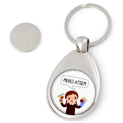 Porte-clés jeton de caddie Merci Atsem