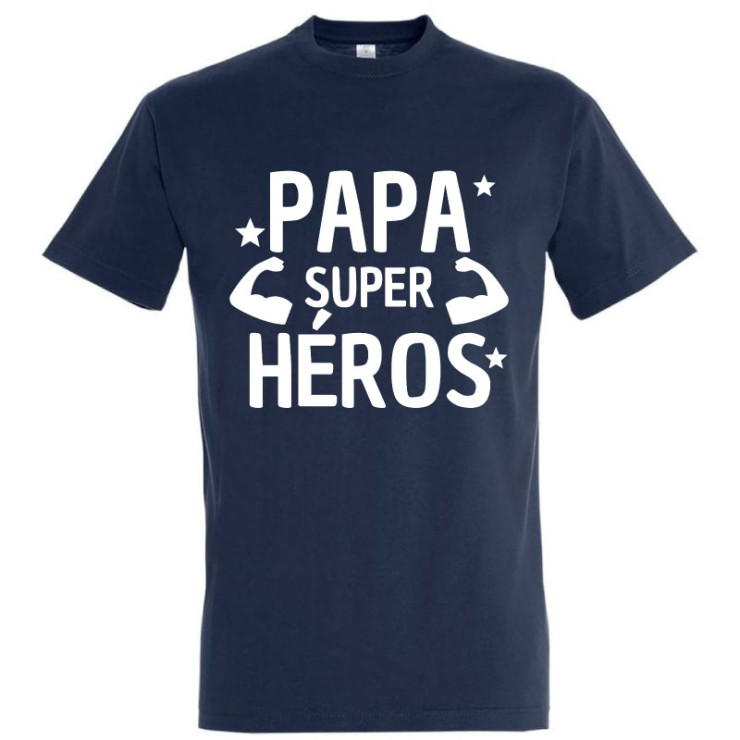 T-shirt Papa super-héros - Bleu