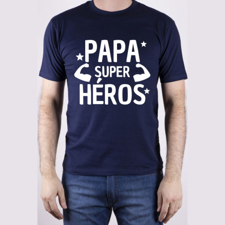      T-shirt Papa super-héros - Bleu - Idée cadeau
    