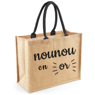 Cabas Nounou en Or - Idée cadeau - Sac personnalisé