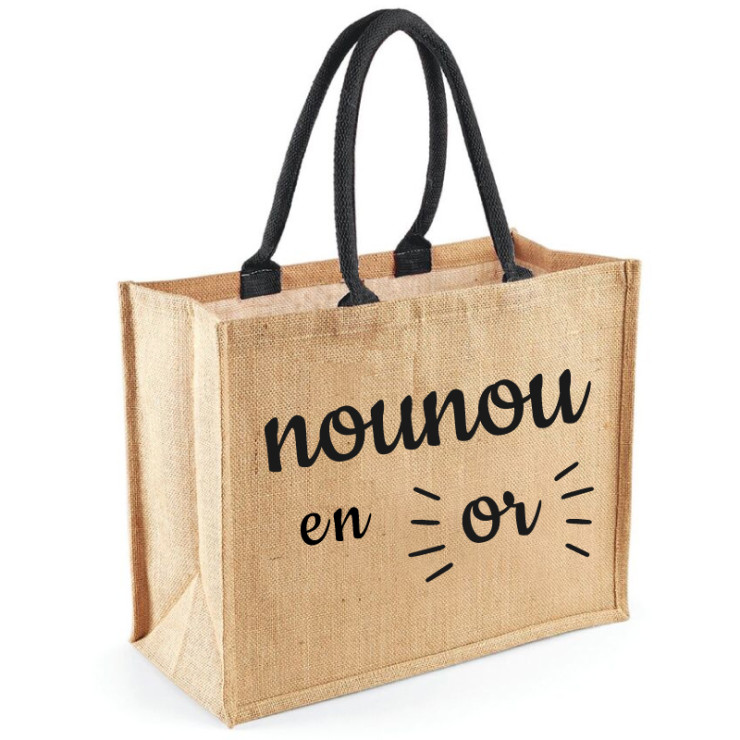 Cabas Nounou en Or - Idée cadeau - Sac personnalisé