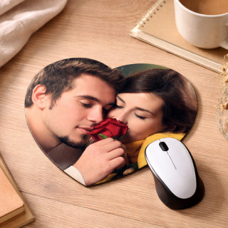 Tapis de souris personnalisable forme coeur - Idée cadeau photo