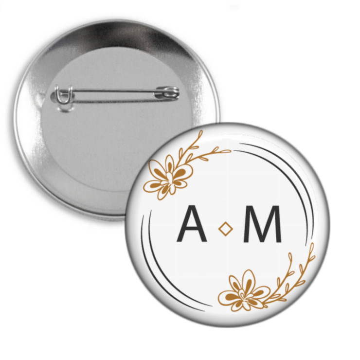 Badge mariage avec initiales