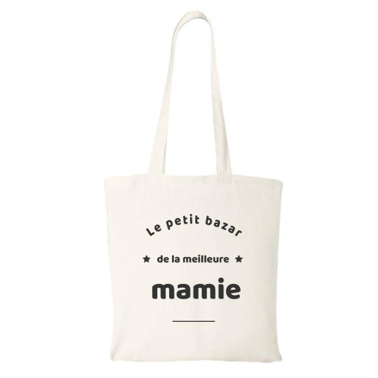      Tote bag mamie - Le petit bazar de la meilleure mamie - Couleur beige
    