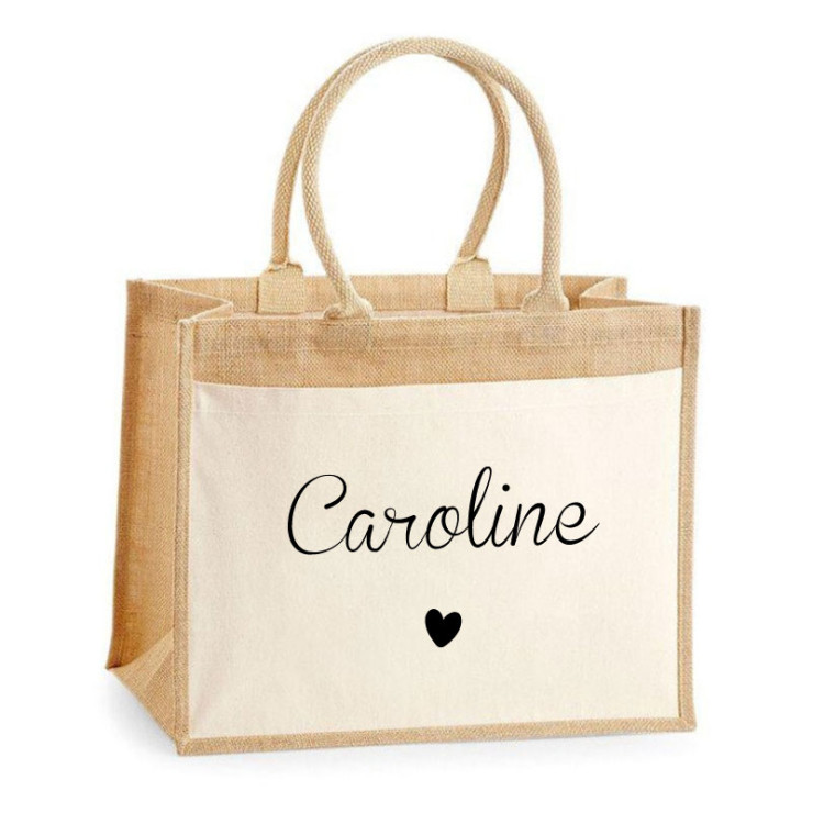 Sac en jute avec prénom personnalisable