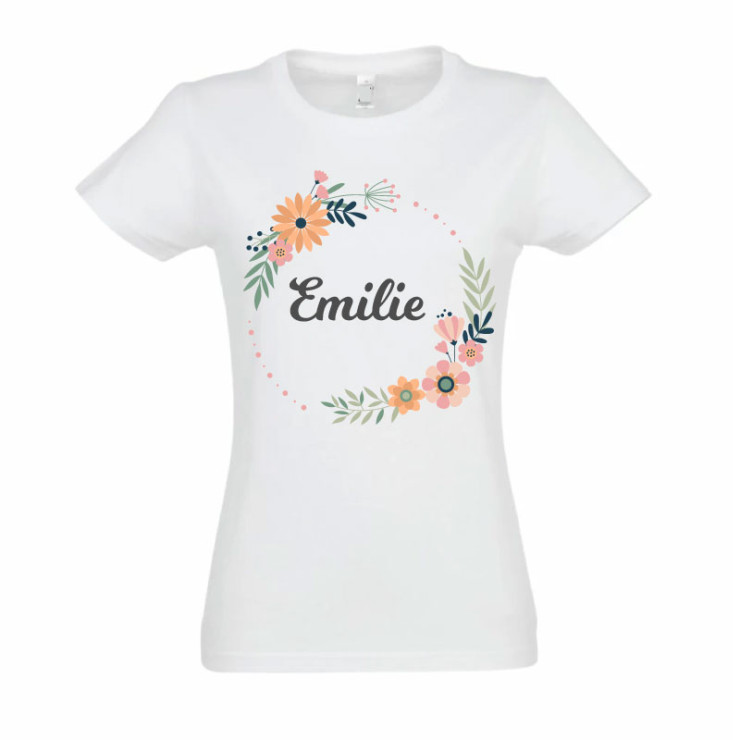T-shirt couronne de fleur femme