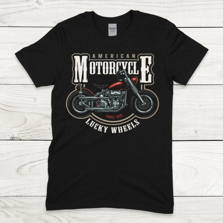 T-Shirt noir motard Américan