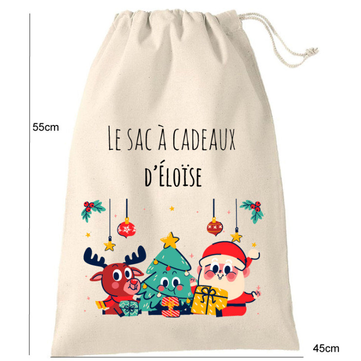 Sac cadeau Noël tissu XL
