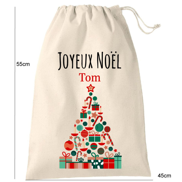 Sac cadeau tissu grande taille pour Noël