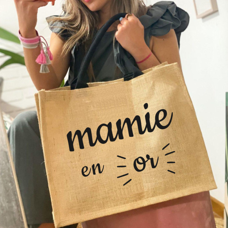 Cabas personnalisé mamie en or