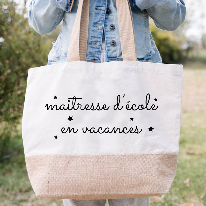 Sac Maitresse Inoubliable - Grand Cabas Plage Courses Coton Et Toile De Jute