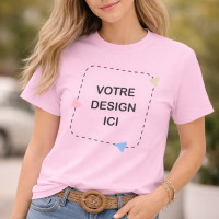T-shirt personnalisé photo Femme : Couleur - Rose, Taille - M