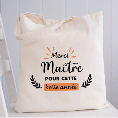 Achat tote bag Maitre - Idée cadeau originale fin d'année scolaire pour enseignant