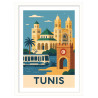 Affiche de Tunis - Encadrement : Cadre blanc