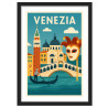 Affiche de Venise - Encadrement : Cadre noir