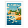 Affiche Biarritz - Encadrement : Cadre blanc