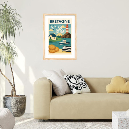       Poster rétro Bretagne pour décoration murale
    