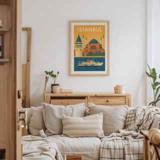Affiche Istanbul – Illustration encadrée flat design Sainte-Sophie
