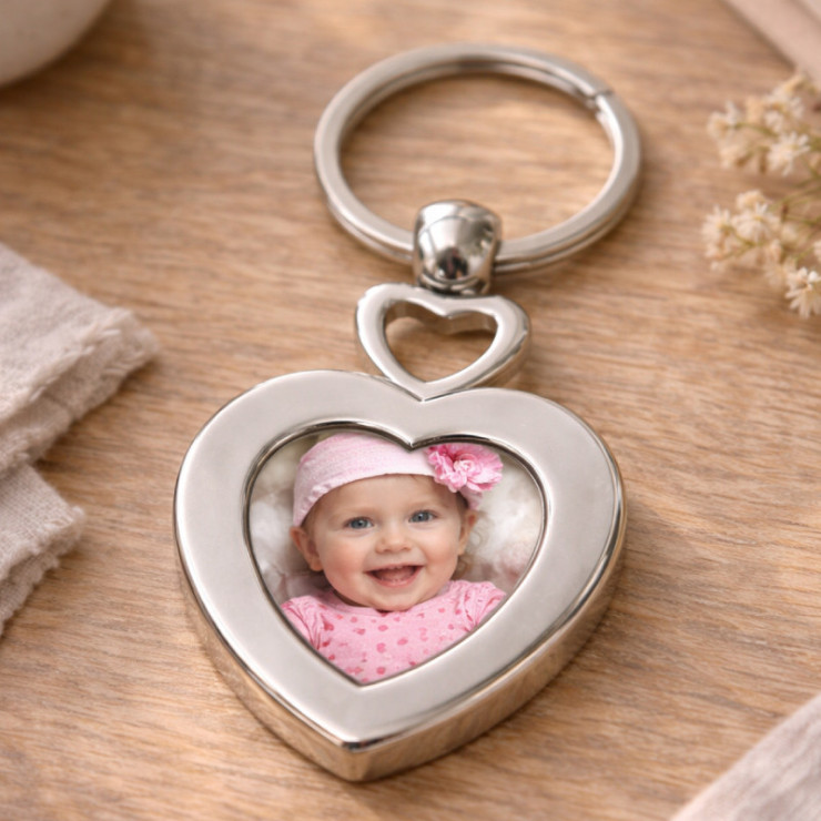 Porte-clés cœur avec photo personnalisé