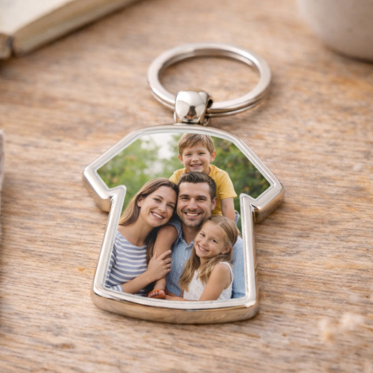 Porte-clés métal recto verso forme t shirt