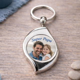 Achat porte clés personnalisé en métal argenté - Em création