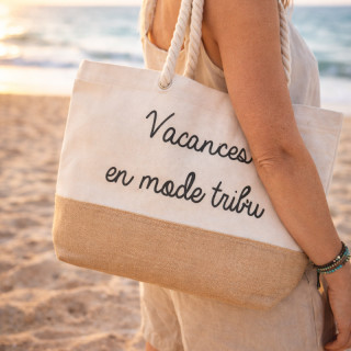 Sac pour la plage en coton et jute