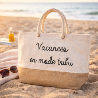 Achat sac pour la plage en coton et jute