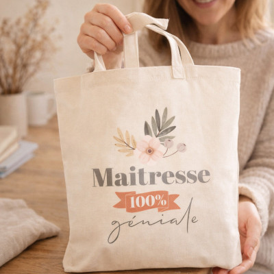 Tote bag coton maitresse 100% géniale