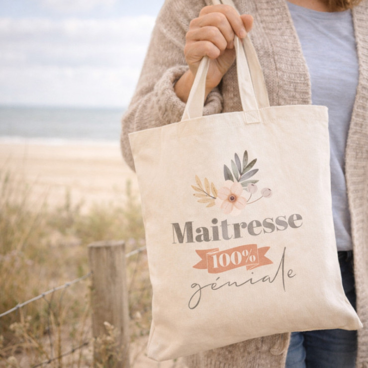 Tote bag pratique pour maitresse 100% géniale