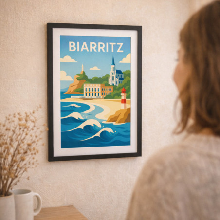       Affiche de Biarritz - Vacances souvenir - Décoration
    