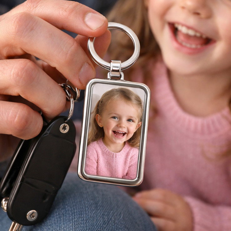 Porte-clés rectangulaire personnalisé - Photo et texte