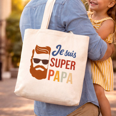 Tote bag - Je suis super PAPA - Cadeau pratique pour un papa au quotidien