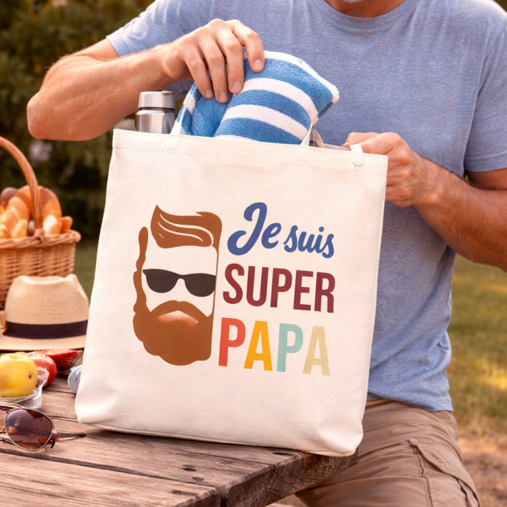 Tote bag - Je suis super PAPA - Cadeau anniversaire