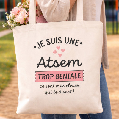 Tote bag personnalisé Atsem - Idée cadeau fin d'année scolaire