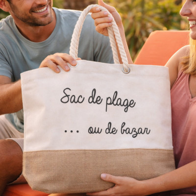 Sac de plage fourre-tout : pratique et plein d'humour