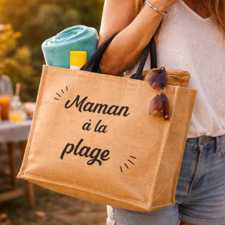 Cabas Maman à la plage - Idée cadeau fête des Mères