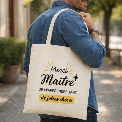 Tote bag merci Maitre - Cadeau personnalisé pour remercier