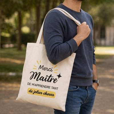 Achat tote bag merci Maitre - Cadeau personnalisé pour remercier