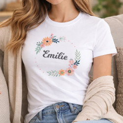 T-shirt couronne de fleur femme