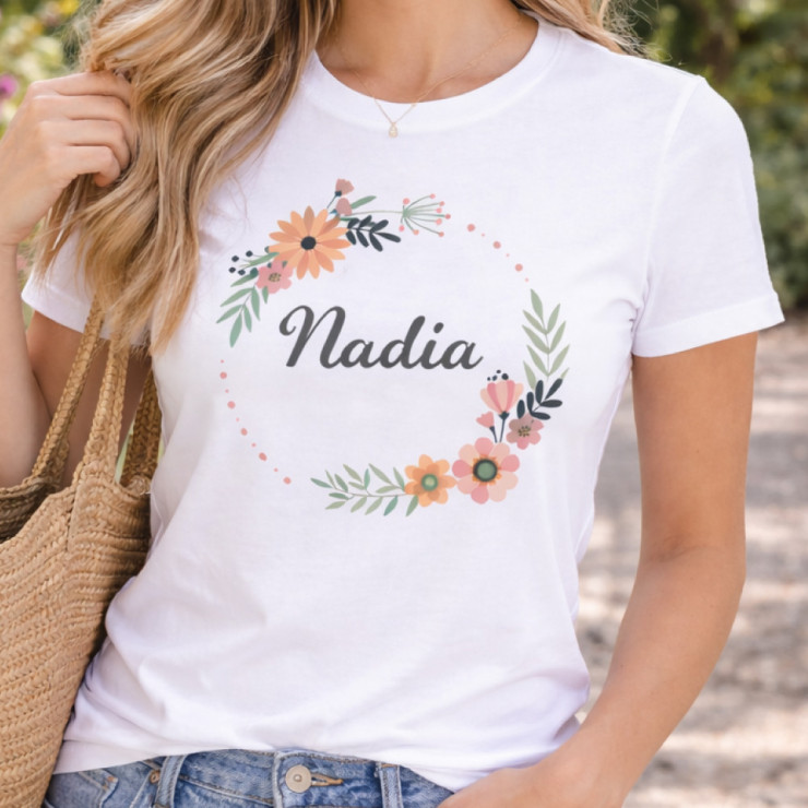 T-shirt couronne de fleur femme