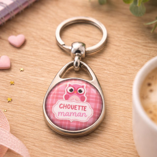Porte clés chouette maman rose