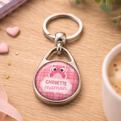 Porte clés chouette maman rose